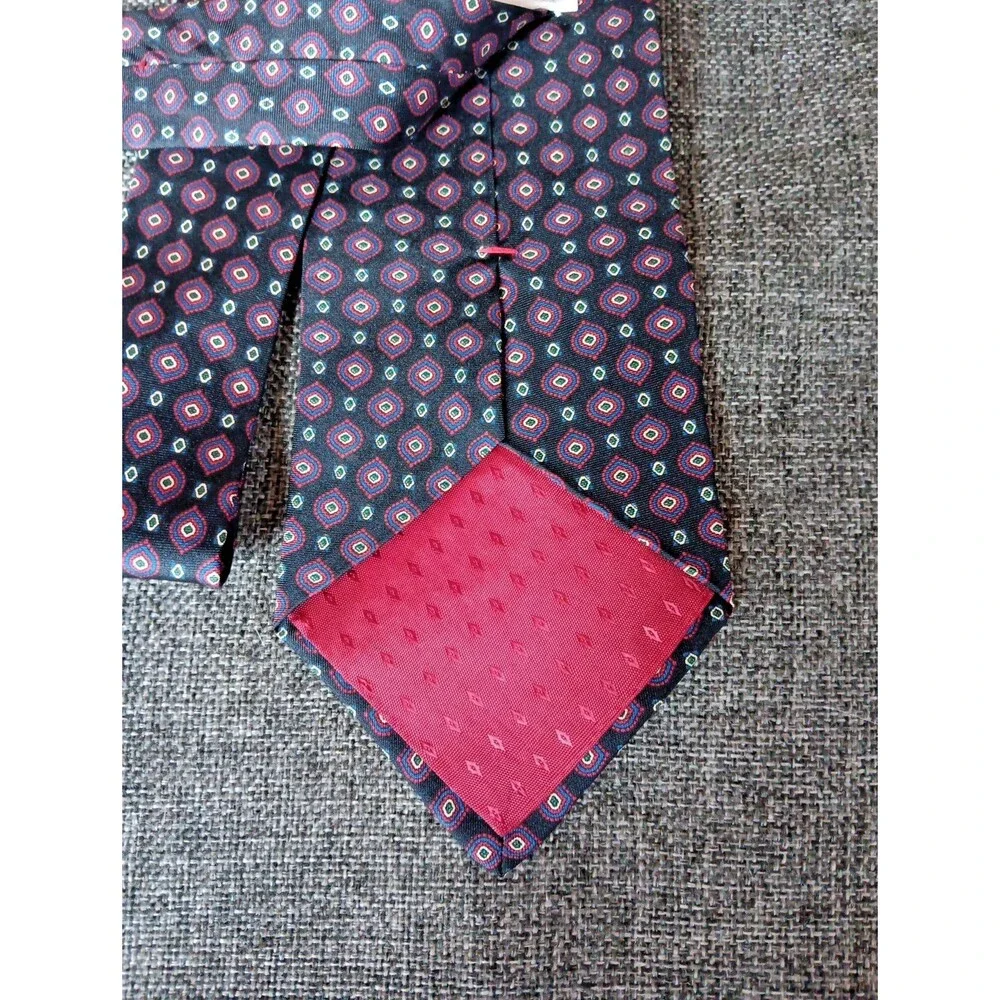Tie 70s 80s 90s Y2K Mens Potomac Collections Silk Black Red Blue 4 Wide 54 Long